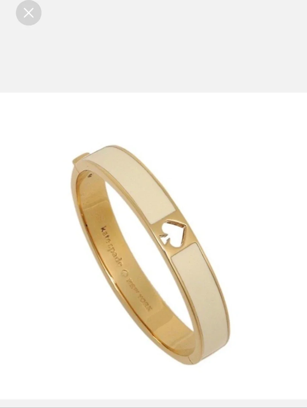 kate spade Gold-Tone and White Enamel Spade Cutout Bangle Bracelet EUC - Picture 3 of 10